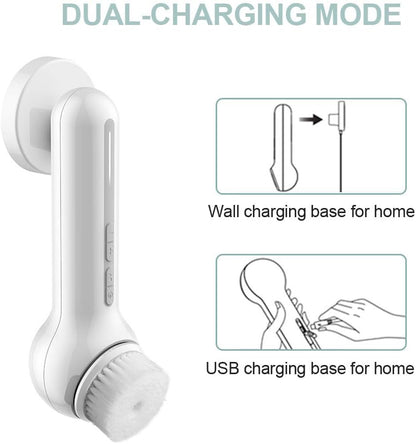 Face Scrubber Exfoliator,  Upgraded Rechargeable Electric Facial Cleansing Brushes with 3 Brush Heads,360° Spin Rotation for Exfoliating, Massaging and Deep Cleansing, Waterproof
