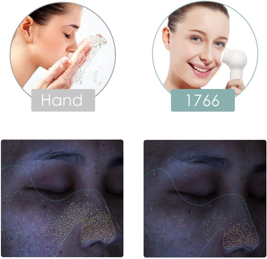 Face Scrubber Exfoliator,  Upgraded Rechargeable Electric Facial Cleansing Brushes with 3 Brush Heads,360° Spin Rotation for Exfoliating, Massaging and Deep Cleansing, Waterproof