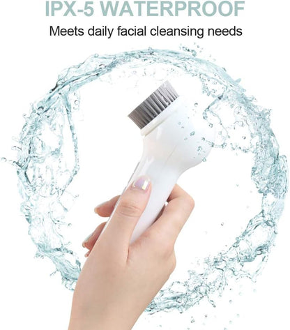 Face Scrubber Exfoliator,  Upgraded Rechargeable Electric Facial Cleansing Brushes with 3 Brush Heads,360° Spin Rotation for Exfoliating, Massaging and Deep Cleansing, Waterproof